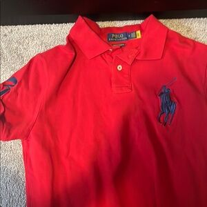 Men’s red polo custom slim fit medium.
